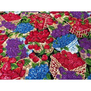 Fruit Basket-Themed VIP Cotton Fabric by Joan Messmore 1/2 yard x 44" Cranston P